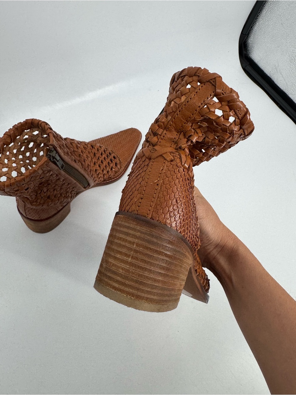 NEW Free People Woven Leather In The Loop Woven Boots Size 37 - Picture 11 of 15